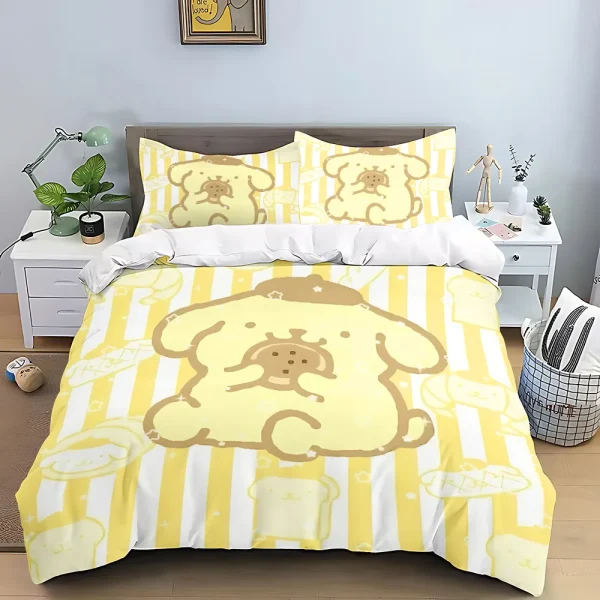 Cartoon Pompom Purin Duvet Cover Pillowcase Bedding Set Adult Boy Girl Bedroom Decoration Children Gift Single Double Large Size - Image 2