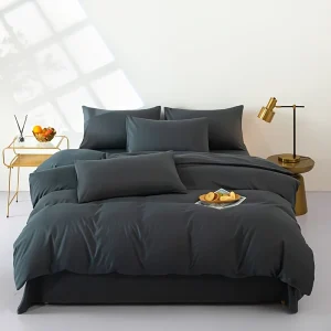 Light luxury solid color skin friendly fabric brushed 3-piece set, 1 duvet cover, 2 pillowcase combination, simple, fashionable