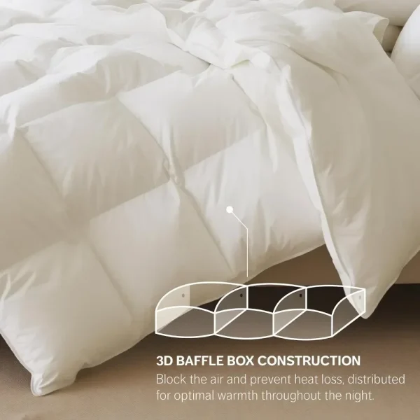 Comforter King Size, All Season Ultra-Soft Luxury White Duvet Insert, 100% Cotton Shell, Lightweight Breathable, Comforters - Image 4