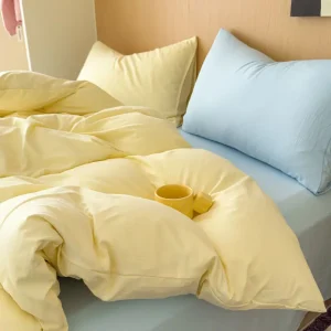 Ins Simple Yellow Bedding Sets 2025 New Girls Bed Sheet Set Dormitory Duvet Cover Set With Pillowcase No Filling