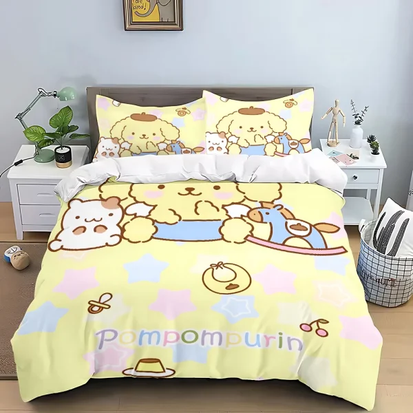 Cartoon Pompom Purin Duvet Cover Pillowcase Bedding Set Adult Boy Girl Bedroom Decoration Children Gift Single Double Large Size - Image 3